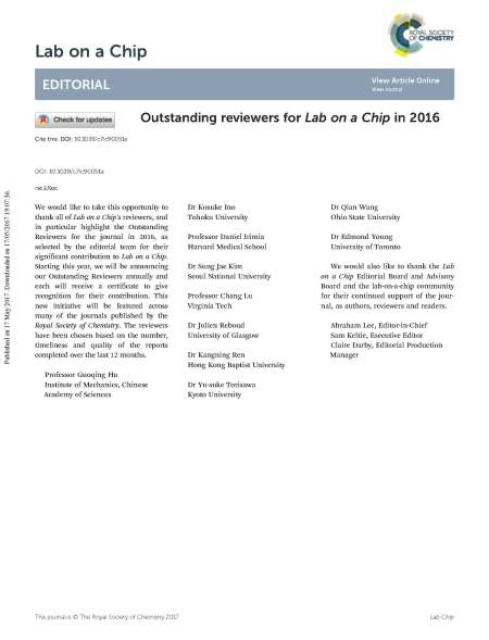 Outstanding Reviewer for LOC 2016